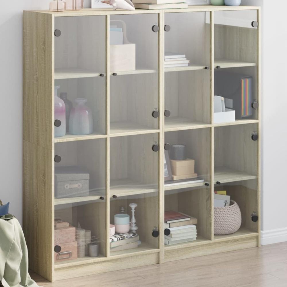 vidaXL Bücherschrank mit Türen Sonoma-Eiche 136x37x142cm Holzwerkstoff 3206519 Bild 1