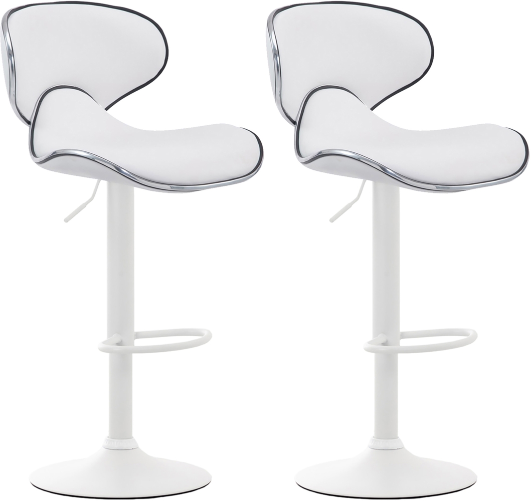 2er Set Barhocker FAMIR - Kunstleder Weiß 46 x 49 x 88 cm Weiß | Barstuhl Mit Lehne Tresenhocker Tresenstuhl Kneipenhocker Kneipenstuhl Bild 1