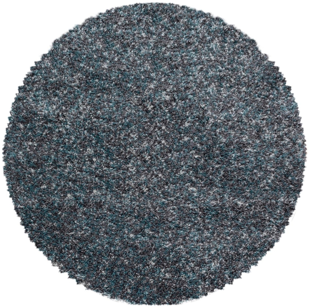 Hochflor Teppich Enrico rund - 80 cm Durchmesser - Blau Bild 1