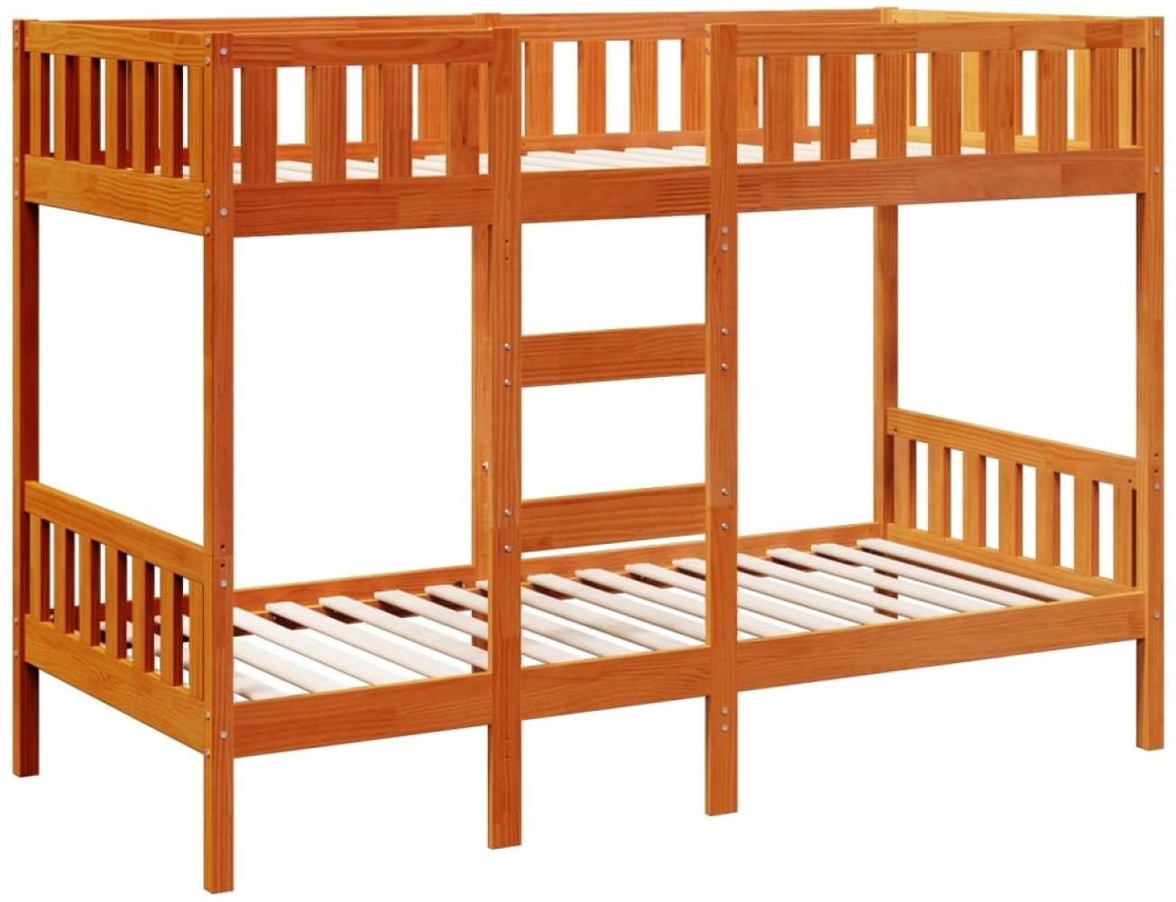 vidaXL Etagenbett Wachsbraun 90x190 cm Massivholz Kiefer 3308606 Bild 1