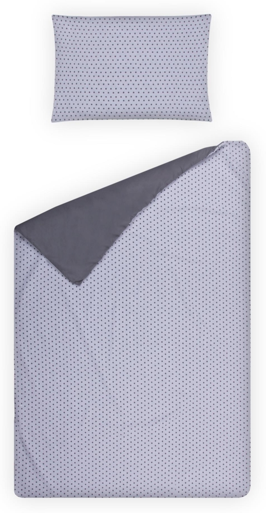 Kinder Bettwäsche 2-tlg ( 100x135cm / 40x60cm ) Bettdecken Set, Baumwolle - Babybettwäsche mit Motiv Punkte - Bettbezug Bild 1