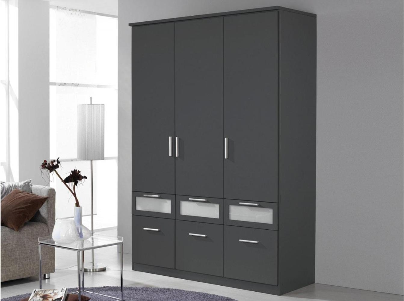 Kleiderschrank BOCHUM Schrank grau-metallic Dekor 136cm Bild 1