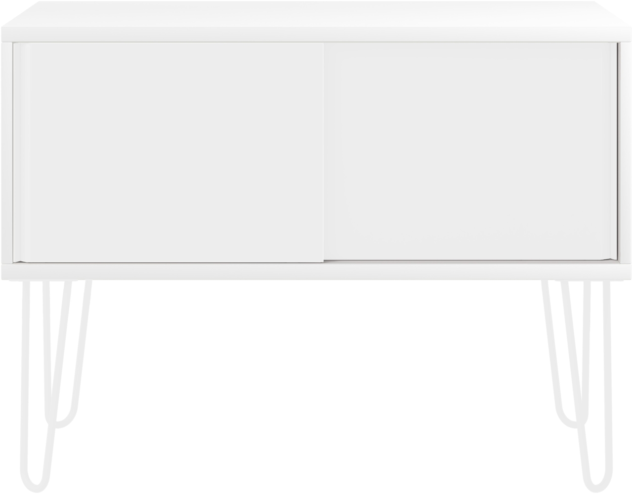 MultiRange Sideboard, weiß, Schiebetüren aus Stahl, 4 Stahlfüße, Maße: H 752 x B 1000 x T 450 mm, Farbe: weiß/verkehrsweiß Bild 1