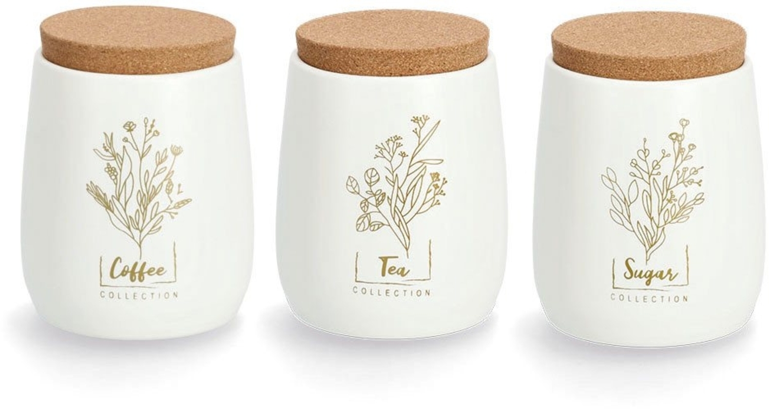 Zeller Present Vorratsdose Flowers, Kork, Metall, (Set, 3-tlg), leichten Vintage-Charme Bild 1