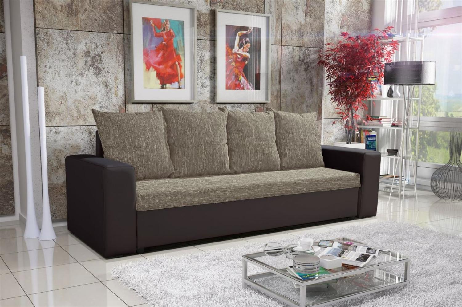 Sofa Schlafsofa inklusive Bettkasten NINA Braun / Cappuccino Bild 1