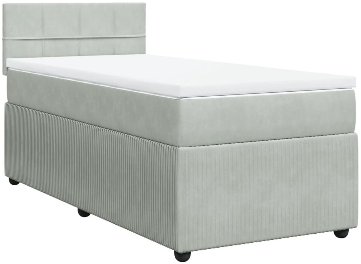 vidaXL Boxspringbett mit Matratze Hellgrau 80x200 cm Samt 3287590 Bild 1