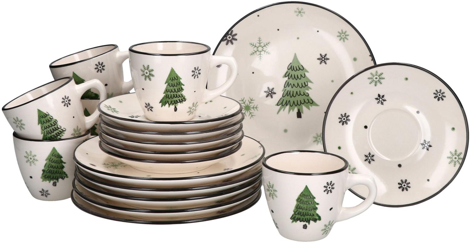 18tlg Kaffeeservice Weihnachtsbaum Steingut 6 Personen Bild 1