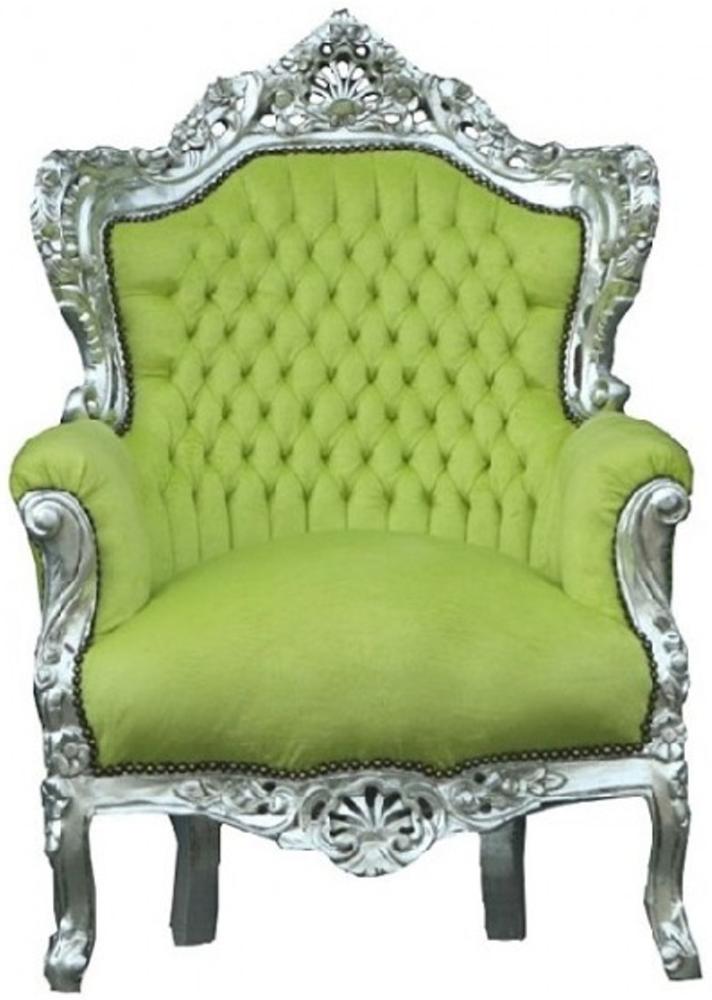 Casa Padrino Barock Sessel King Jadegrün / Silber 85 x 85 x H. 120 cm - Luxus Antik Stil Möbel Bild 1