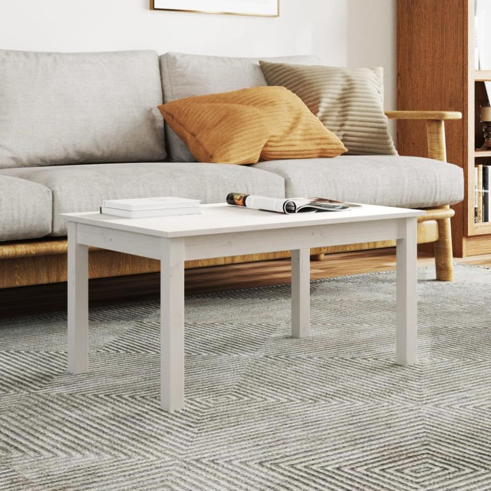 Couchtisch Weiß 80 x 50 x 40 cm Massivholz Kiefer [814280] Bild 1