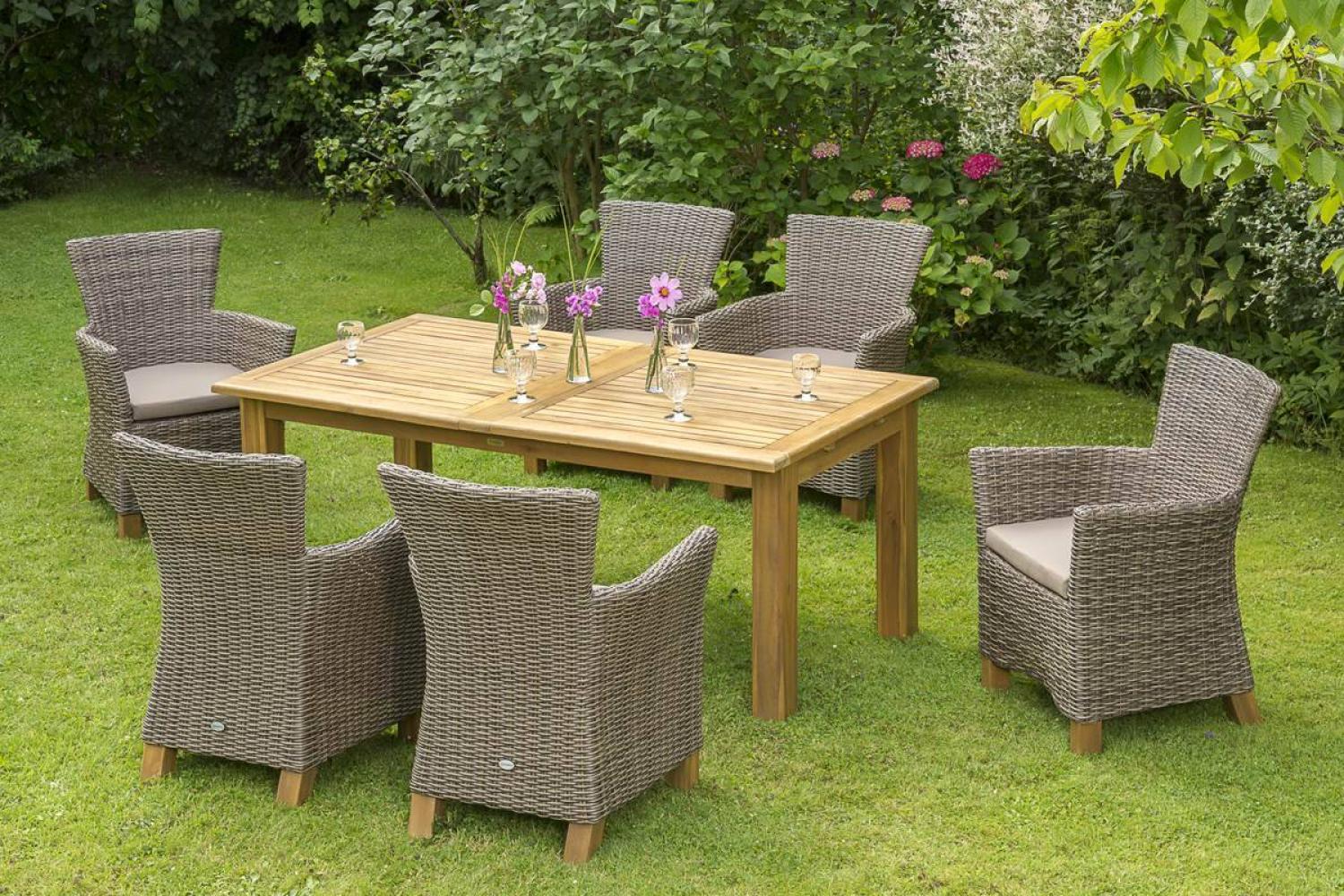 YOURSOL by Merxx Gartenmöbel Set Toskana 6 Personen mit Ausziehtisch 180 - 260 cm, Holztisch Bild 1