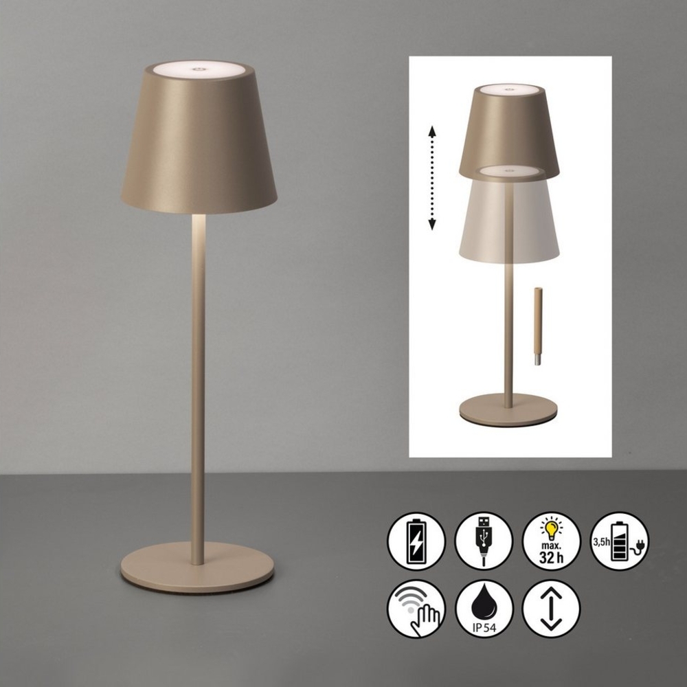 easy! BY FHL Außen-Tischleuchte Viletto, Dimmfunktion, USB-Ladefunktion, LED fest integriert, Warmweiß, lange Leuchtdauer Bild 1