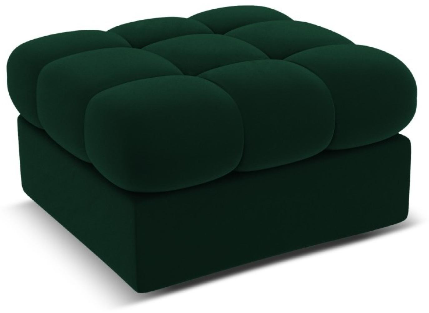 Micadoni Samtstoff Pouf Hocker Justin | Bezug Bottle Green | Beinfarbe Black Plastic Bild 1