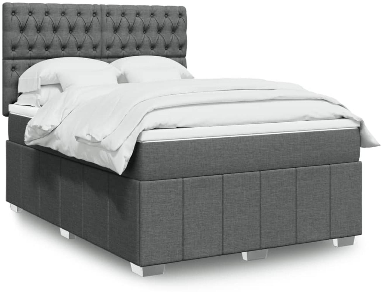 vidaXL Boxspringbett mit Matratze Dunkelgrau 160x200 cm Stoff 3291727 Bild 1