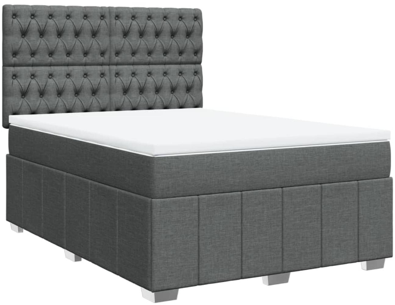 vidaXL Boxspringbett mit Matratze Dunkelgrau 160x200 cm Stoff 3291727 Bild 1