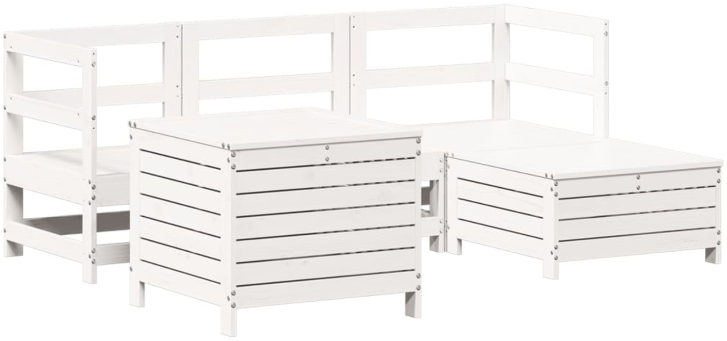 vidaXL 5-tlg. Garten-Sofagarnitur Weiß Massivholz Kiefer 3250489 Bild 1