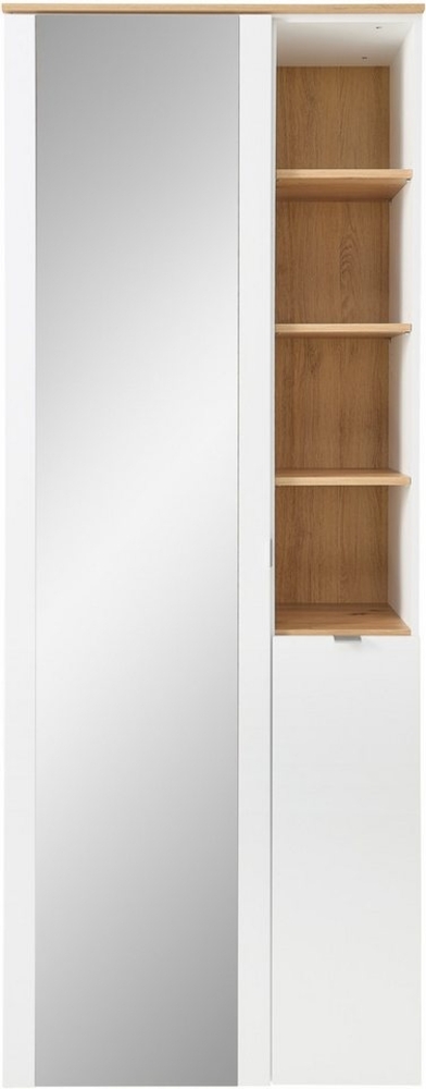 BARI Garderobenschrank mit Spiegel in Weiß, Artisan Eiche Optik FSC-zertifiziert - Moderner Flurgarderoben Schrank mit viel Stauraum - 78 x 202 x 38 cm (B/H/T) Bild 1