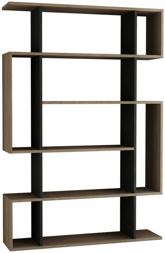 Dmora Bücherregal Agamermis, Büroregal, Mobiler Buchhalter, Bücherbrett, 110x26h161 cm, Eiche und Anthrazit Bild 1