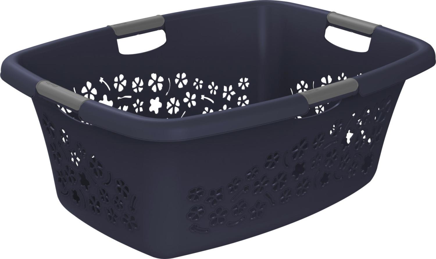 Rotho Wäschekorb Flowers 50 l midnight blau Bild 1