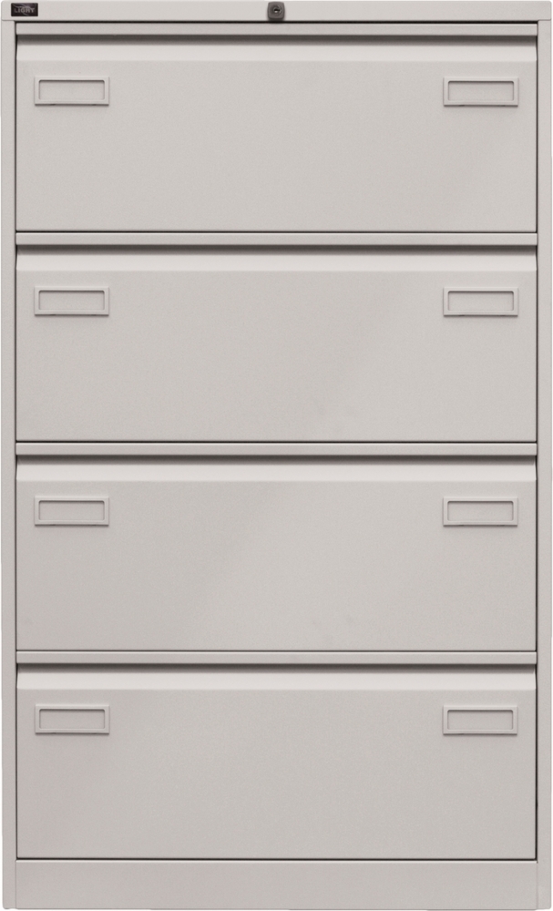 BISLEY Light Hängeregistraturschrank mit Schloss aus Metall in lichtgrau, 4 Schubladen, doppelbahnig - Hängeregisterschrank abschließbar, Hängeregistratur für Hängemappen & Hängeordner, CDF4-645 Bild 1
