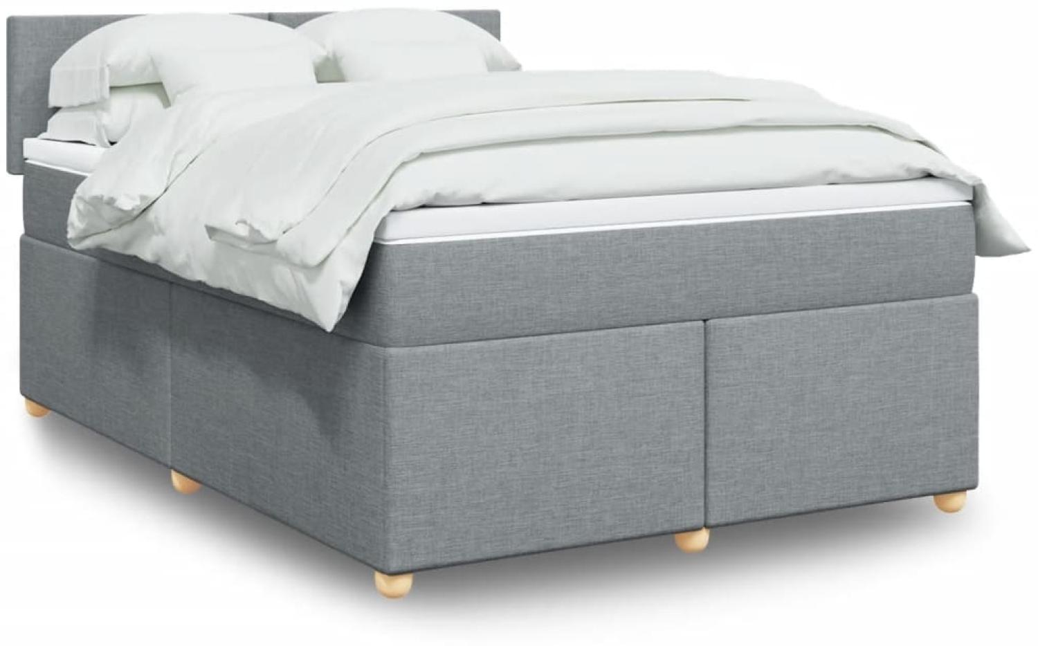 vidaXL Boxspringbett mit Matratze Hellgrau 160x200 cm Stoff 3286724 Bild 1