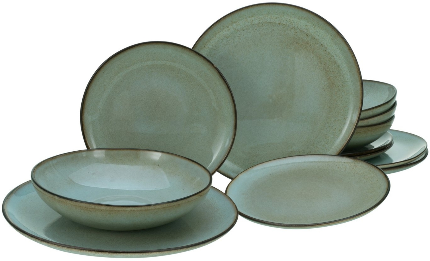 CreaTable 14438 Tafelservice Stone für 4 Personen, Steinzeug, steingrau (1 Set, 12-teilig) Bild 1