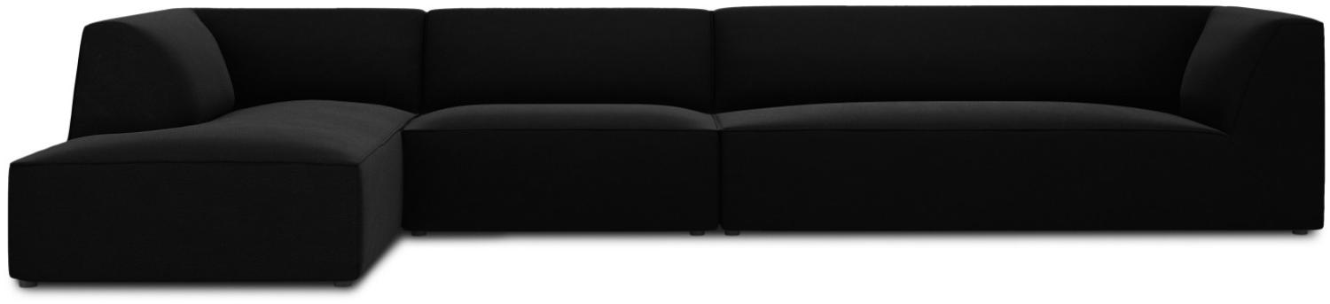 Micadoni 5-Sitzer Samtstoff Modular Ecke links Sofa Ruby | Bezug Black | Beinfarbe Black Plastic Bild 1