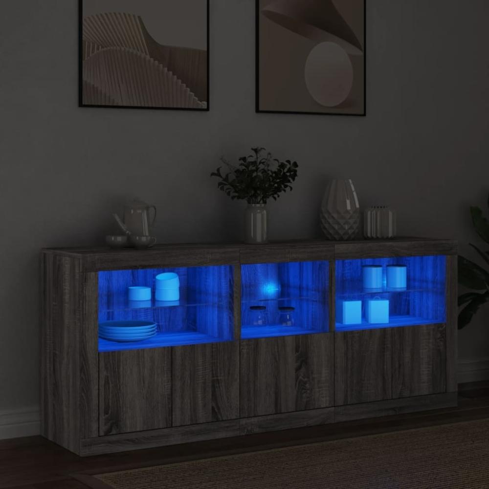 vidaXL Sideboard mit LED-Leuchten Grau Sonoma 162x37x67 cm 3209000 Bild 1