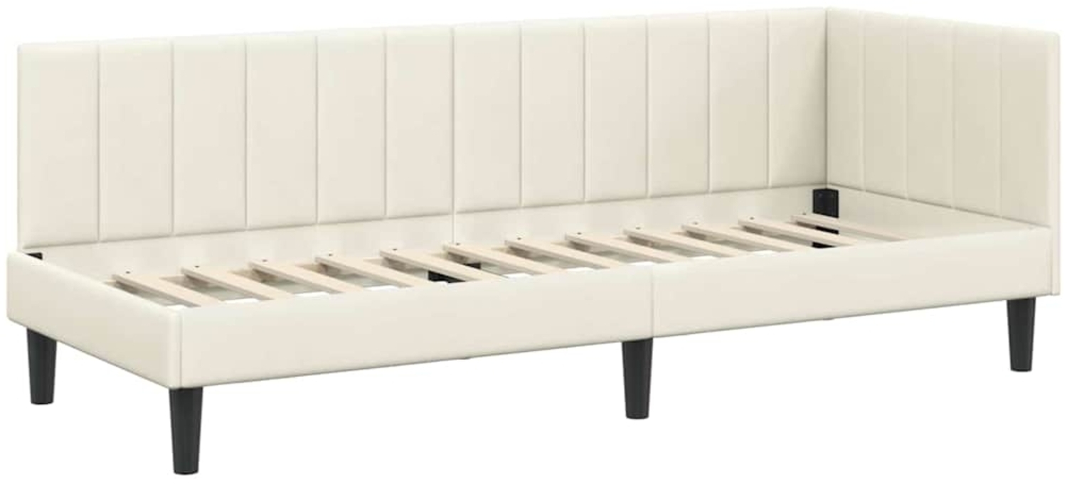vidaXL Eckbettgestell mit Kopfteil Creme 80 cm x 200 cm Stoff 42016335 Bild 1