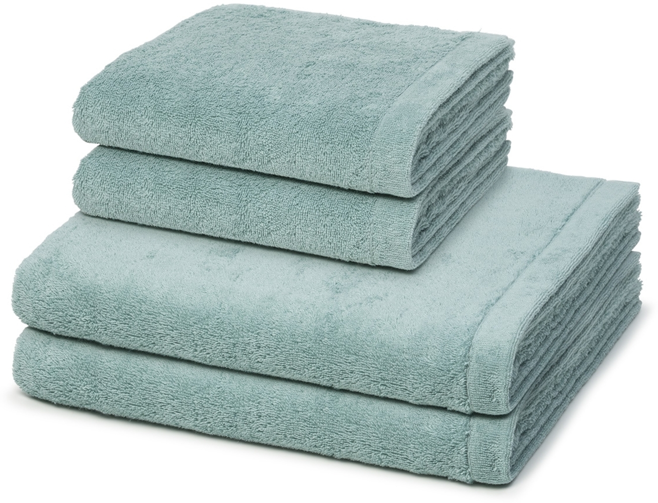 Cawö Lifestyle 4 tlg. Frottier-Set - 2 X Handtuch (50 X 100cm) und 2 X Duschtuch (70 X 140cm) - 520 g/m2 - Seegrün Bild 1