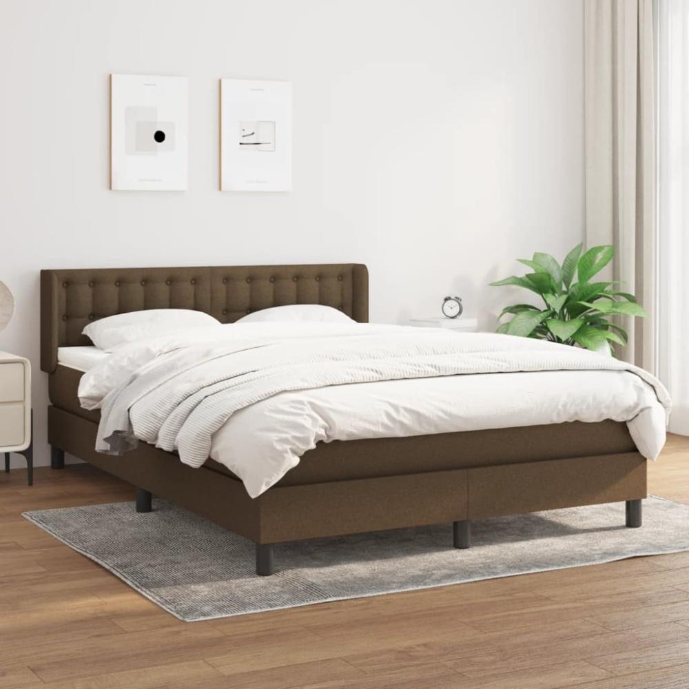 Boxspringbett mit Matratze Stoff Dunkelbraun 140x200 cm Bild 1