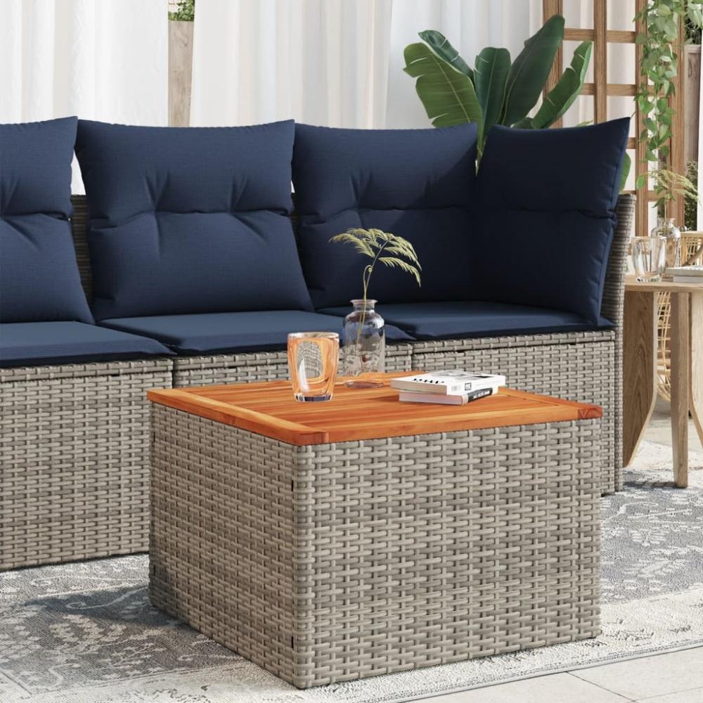 vidaXL Gartentisch Grau 55x55x37 cm Poly Rattan und Akazienholz 366126 Bild 1