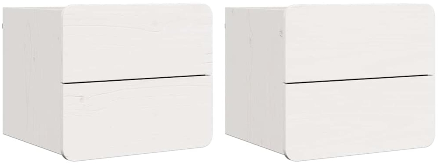vidaXL Nachttisch 2 pcs Weiß 39 x 34 x 33 cm Kiefer Massivholz 873508 Bild 1