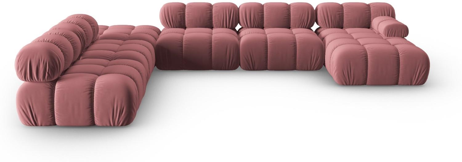 Micadoni Modulares Panorama Ecksofa Bellis 7-Sitzer Links Samtstoff Rosa Bild 1