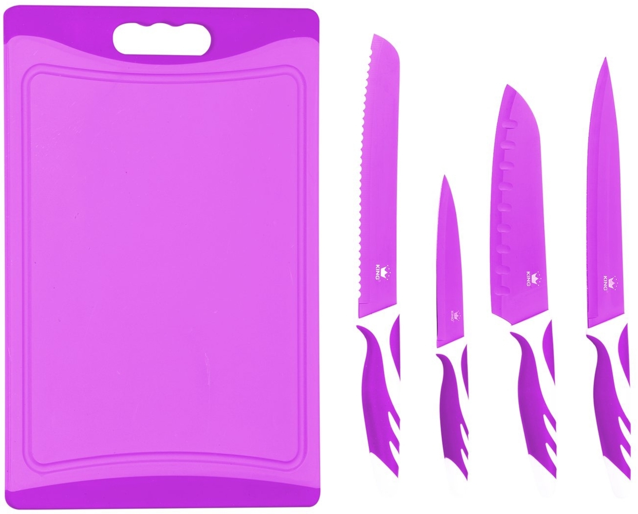 KING Messer-Set Küchenmesserset »CUTTING« (Set, 5-tlg), 4 Küchenmesser, 1 Schneidebrett Bild 1