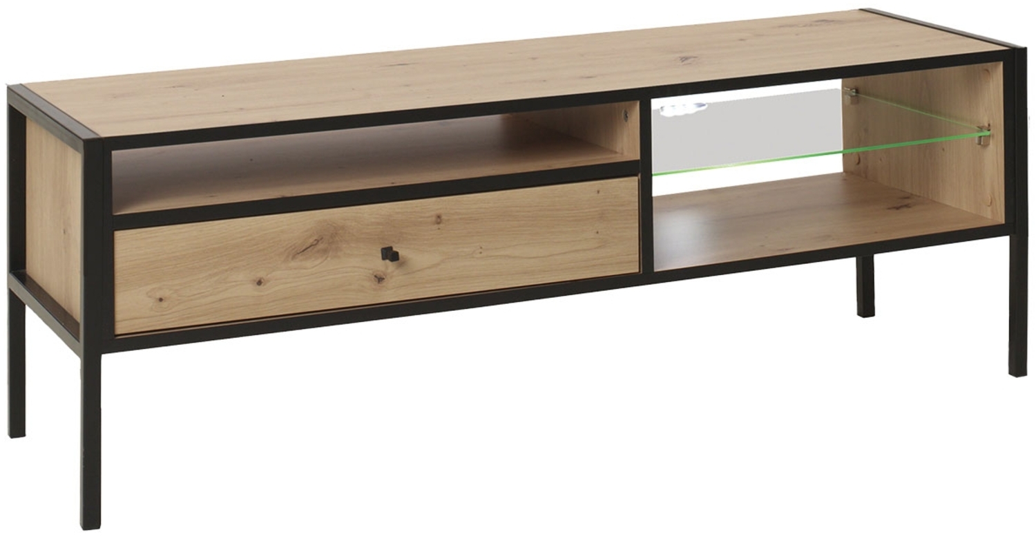 TV-Lowboard Zikod LI07 (Farbe: Artisan Eiche / Artisan Eiche + Schwarz, mit weißer LED Beleuchtung) Bild 1