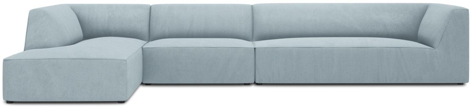 Micadoni 5-Sitzer Modular Ecke links Sofa Ruby | Bezug Light Blue | Beinfarbe Black Plastic Bild 1