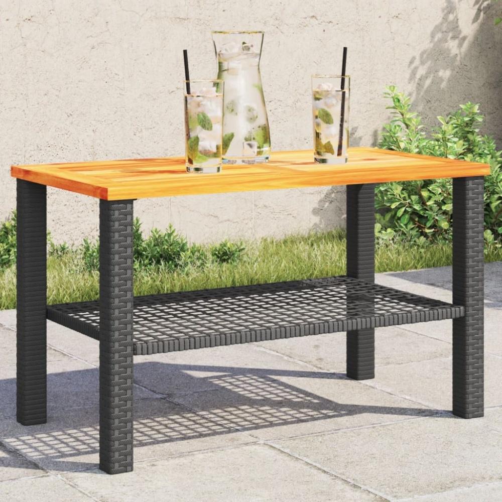 vidaXL Gartentisch Schwarz 70x38x42 cm Poly Rattan Akazienholz 366270 Bild 1