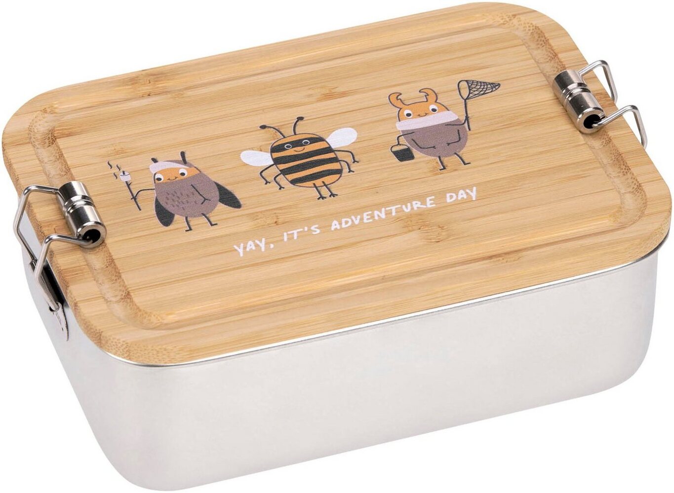 LÄSSIG Lunchbox Bamboo Nature, Bambus, Edelstahl, (1-tlg), mit Holzdeckel Bild 1