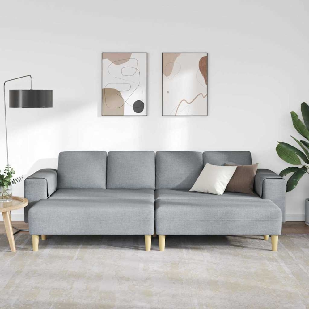 vidaXL Sofa Set, Stoff hellgrau Bild 1