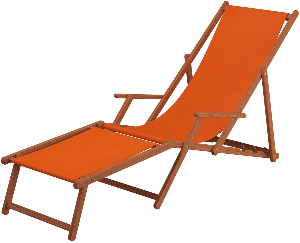 Liegestuhl terracotta Gartenliege Strandliege Holzliege Buche Fußteil Kissen klappbar 10-309FKH Bild 1