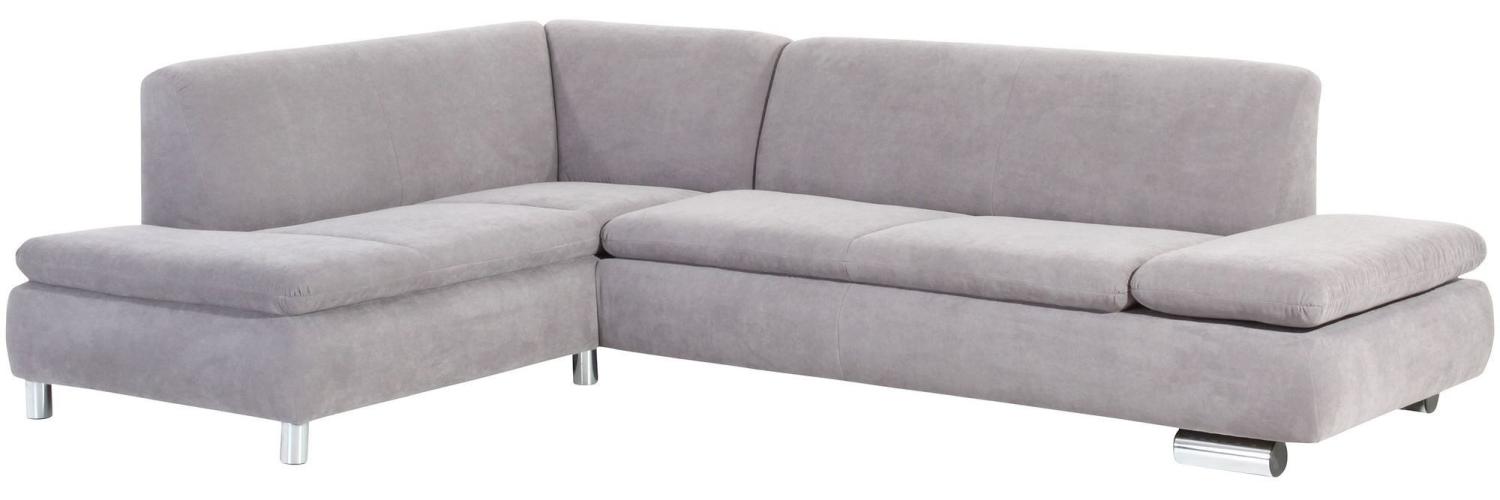 Ecksofa mit Ottomane links Kaye Bezug Veloursstoff Metallfuß verchromt / silber 23111 Bild 1