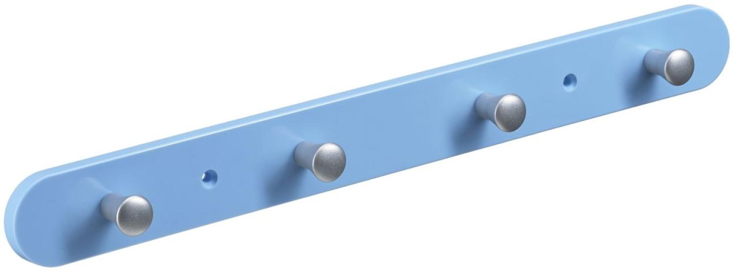 Hettich Garderobenleiste 4 Haken 38,0 x 4,0 x 0,8 cm hellblau Bild 1