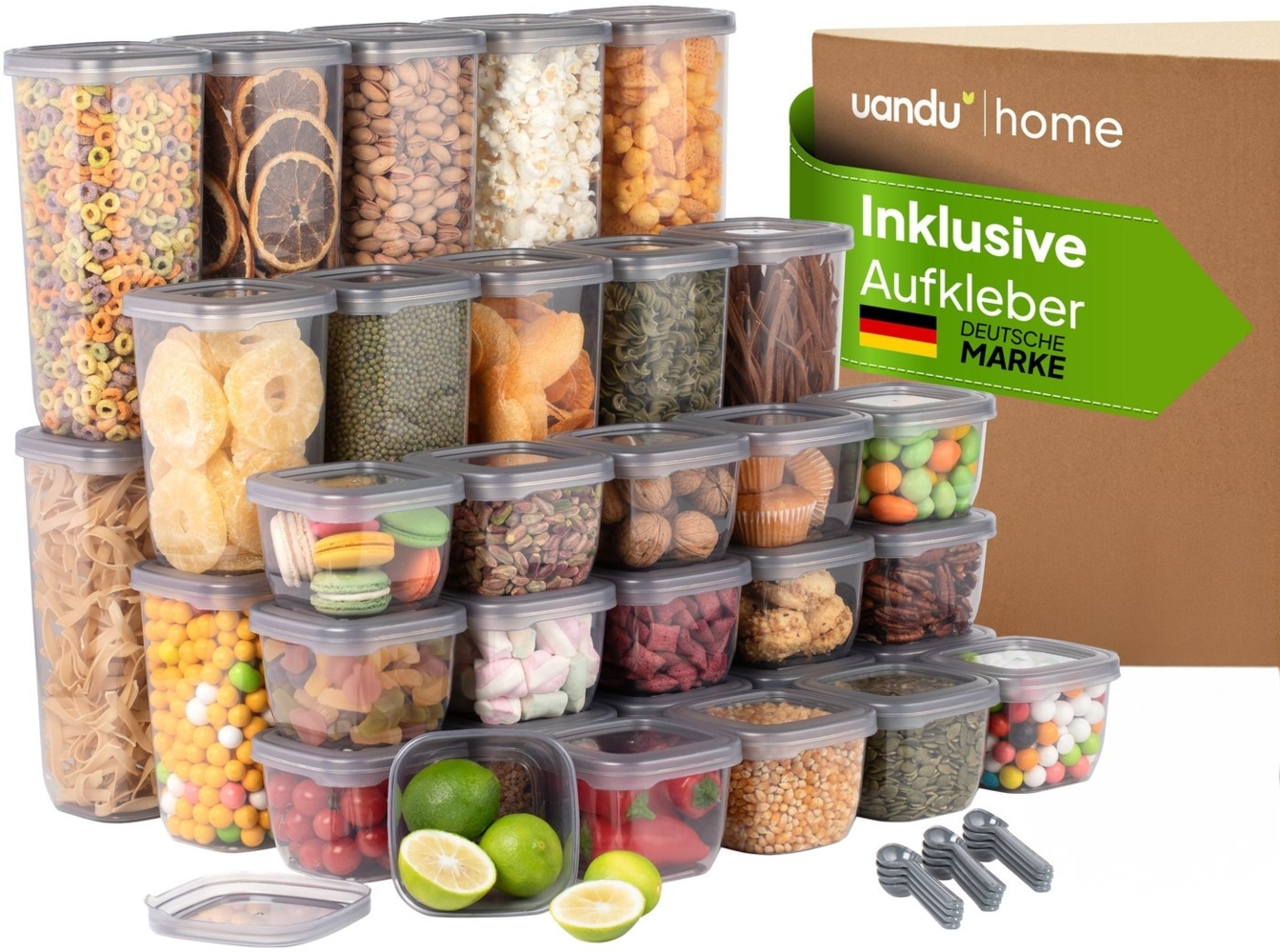 uandu home Vorratsdose Vorratsdosen mit Deckel Luftdicht, Vorratsbehälter Set, BPA Frei, (Vorratsbehälter Set, Aufbewahrungsbox Küche, BPA Frei Kunststoff, Luftdichte Aufbewahrungsbox) Bild 1