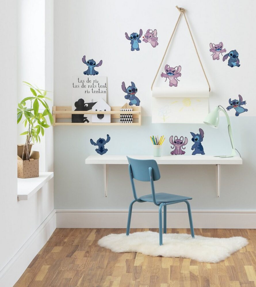 Komar Wandtattoo Stitch and Angel Happy - Größe 50 x 70 cm (12 St), Künstler: Komar, selbstklebend, Wandsticker, Kinderzimmer Bild 1