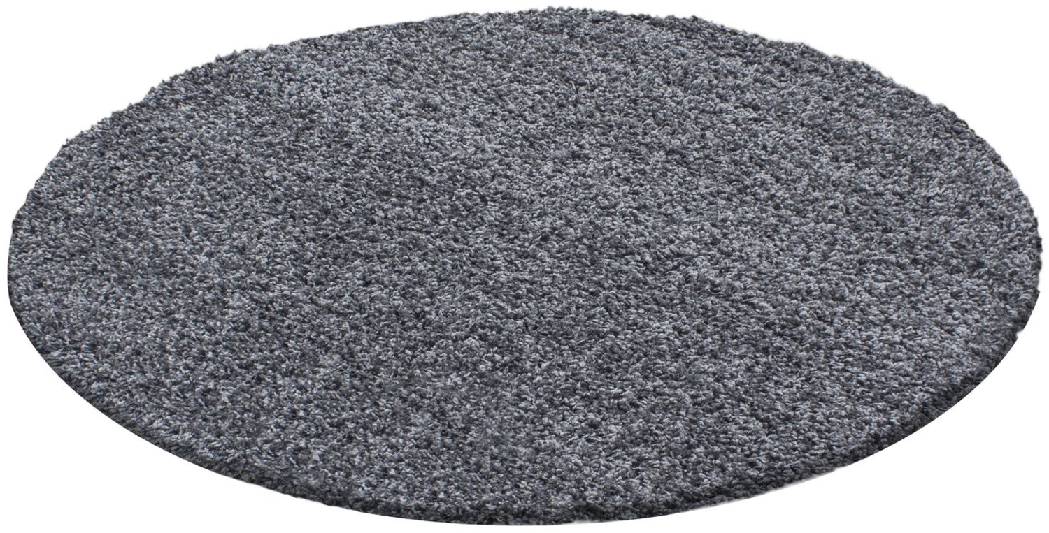 Hochflor Teppich Lux rund - 120 cm Durchmesser - Grau Bild 1