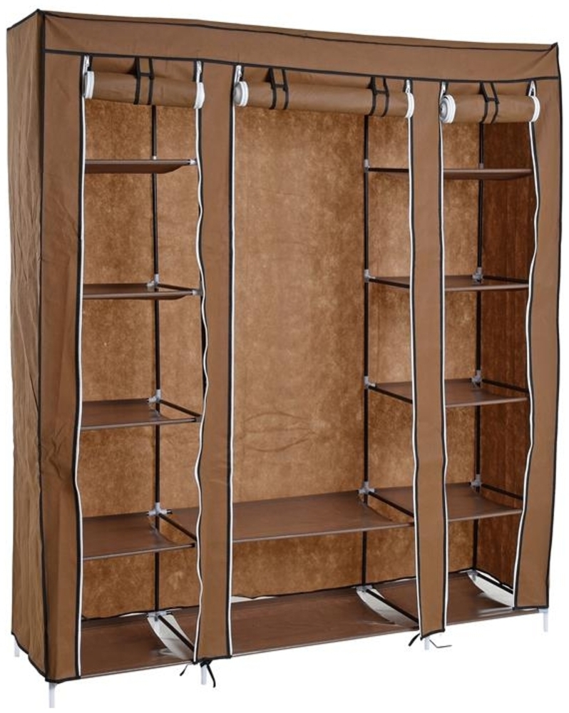 Kleiderschrank Stoffkleiderschrank Kleiderregal Faltschrank Stoffschrank Braun Bild 1