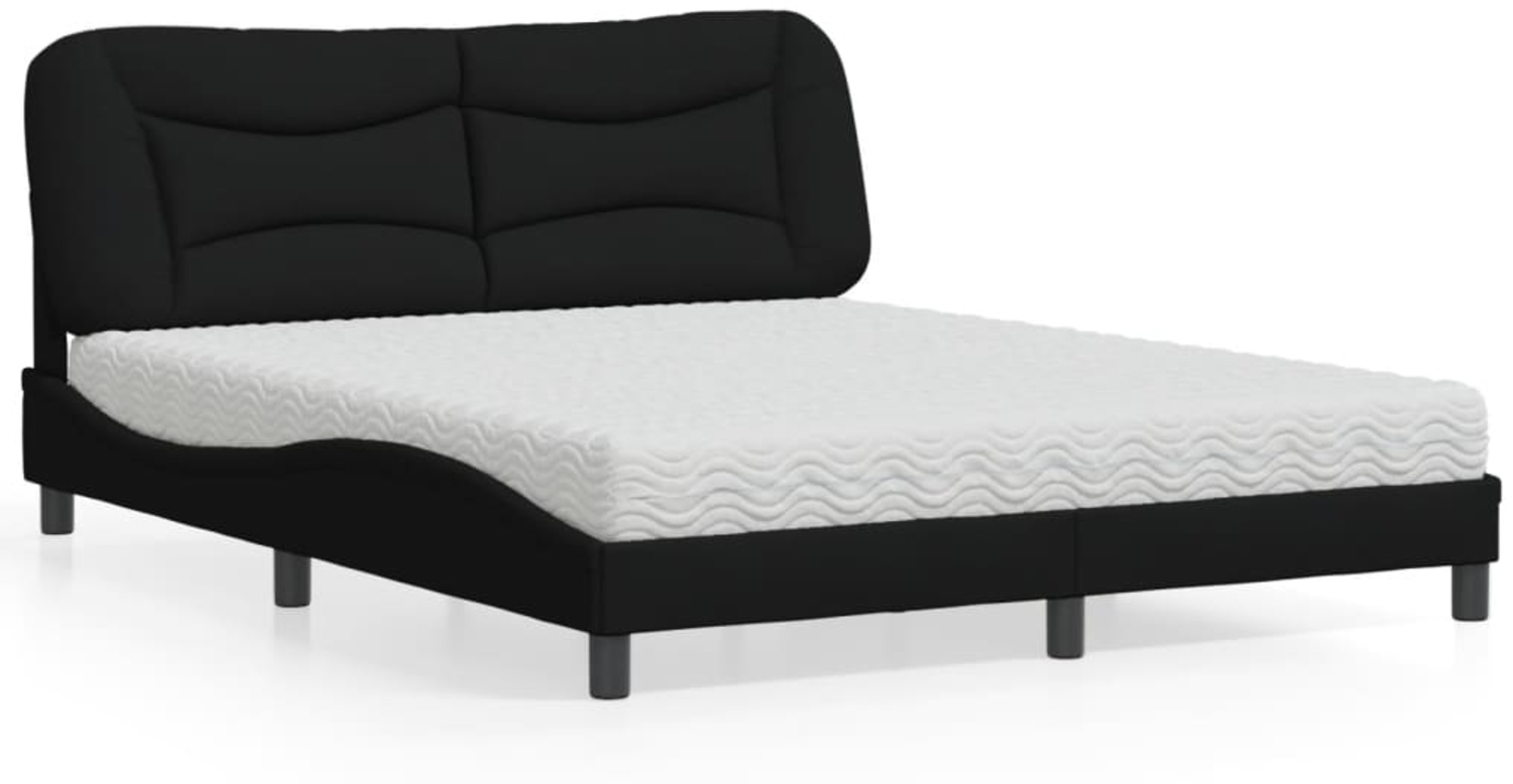 vidaXL Bett mit Matratze Schwarz 160x200 cm Stoff 3208543 Bild 1