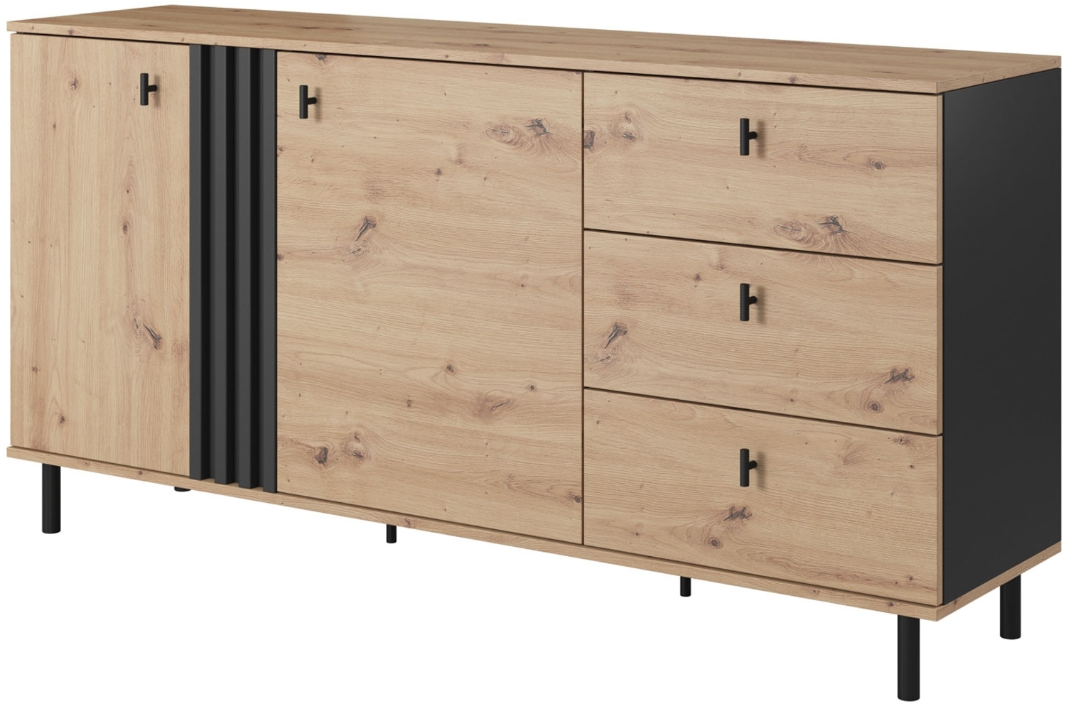 Sideboard Maidstone Kommode 165x40x82cm Sand Grange Eiche anthrazit Bild 1