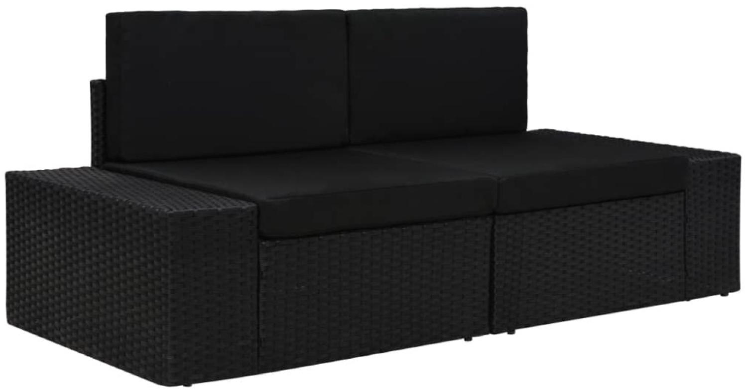 vidaXL Modulares 2-Sitzer-Sofa Poly Rattan Schwarz 49505 Bild 1