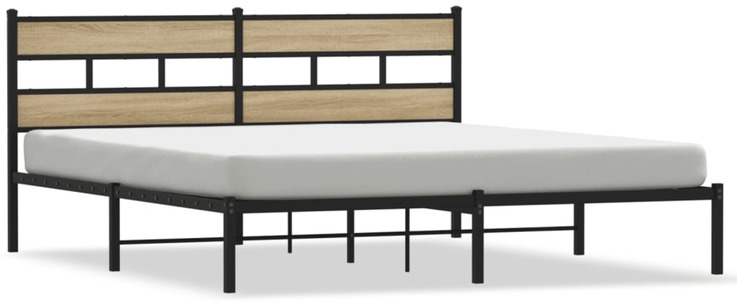 vidaXL Metallbett ohne Matratze Sonoma-Eiche 200x200 cm 4017109 Bild 1